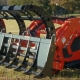 Compact Root Rake Grapple open on Kioti compact tractor loader